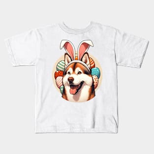 Canaan Dog with Bunny Ears Embraces Easter Happiness Kids T-Shirt